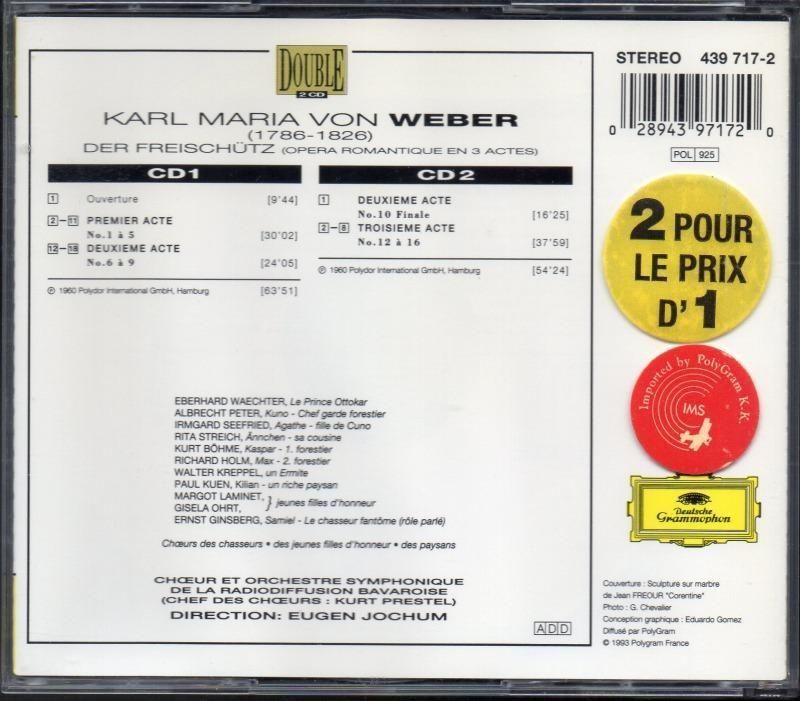 サブ画像1:ウェーバー:魔弾の射手 ヨッフム=SOBR; ゼーフリート, シュトライヒ(S) 他 (DG・2CD)ジャケット写真 サブ画像1:ウェーバー:魔弾の射手 ヨッフム=SOBR; ゼーフリート, シュトライヒ(S) 他 (DG・2CD)ジャケット写真