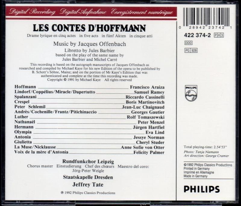 サブ画像1:▽オッフェンバック:ホフマン物語 テイト=SKD; アライサ(T) 他 (PHILIPS・3CD)ジャケット写真 サブ画像1:▽オッフェンバック:ホフマン物語 テイト=SKD; アライサ(T) 他 (PHILIPS・3CD)ジャケット写真