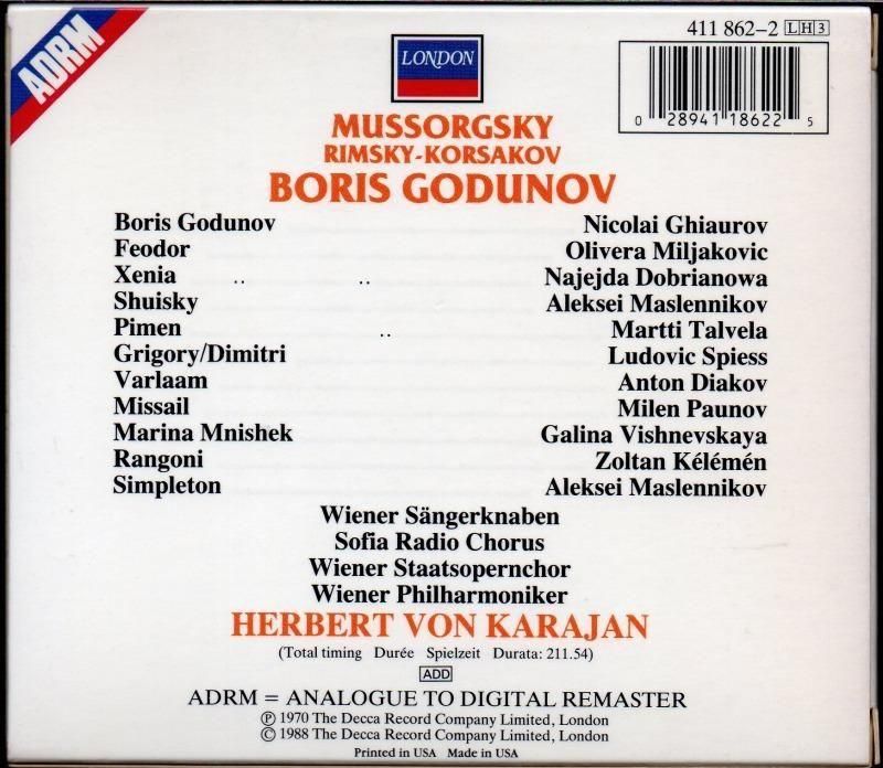 サブ画像1:▽ムソルグスキー:ボリス・ゴドゥノフ カラヤン=WP; ギャウロフ(Bs) 他 (LONDON・3CD)ジャケット写真 サブ画像1:▽ムソルグスキー:ボリス・ゴドゥノフ カラヤン=WP; ギャウロフ(Bs) 他 (LONDON・3CD)ジャケット写真
