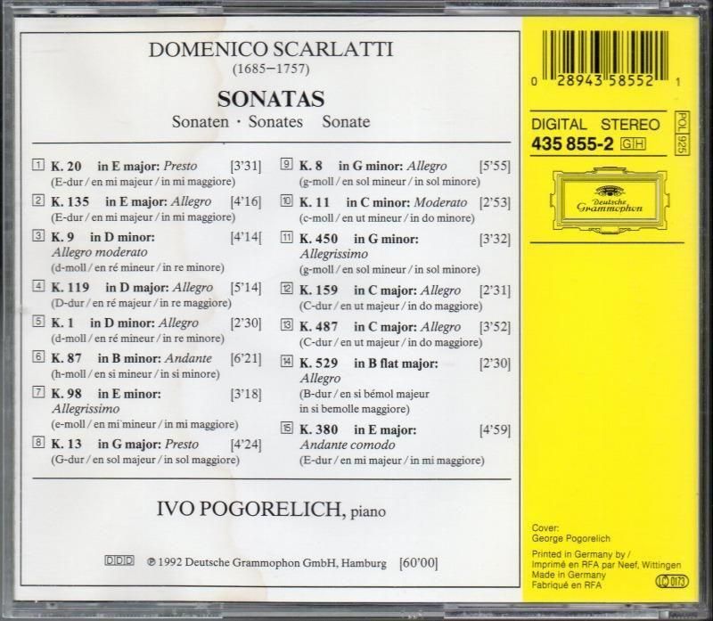 サブ画像1:Dスカルラッティ:ソナタ集 (15曲) ポゴレリチ(p) (DG*4358552)ジャケット写真 サブ画像1:Dスカルラッティ:ソナタ集 (15曲) ポゴレリチ(p) (DG*4358552)ジャケット写真