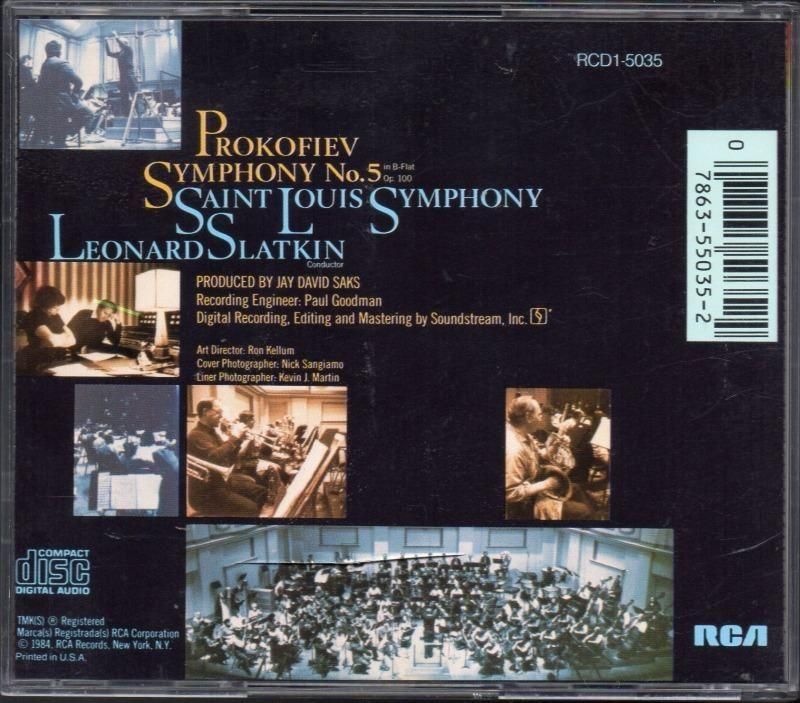 サブ画像1:プロコフィエフ:交響曲第5番 スラットキン=SLSO (RCD1-5035)ジャケット写真 サブ画像1:プロコフィエフ:交響曲第5番 スラットキン=SLSO (RCD1-5035)ジャケット写真