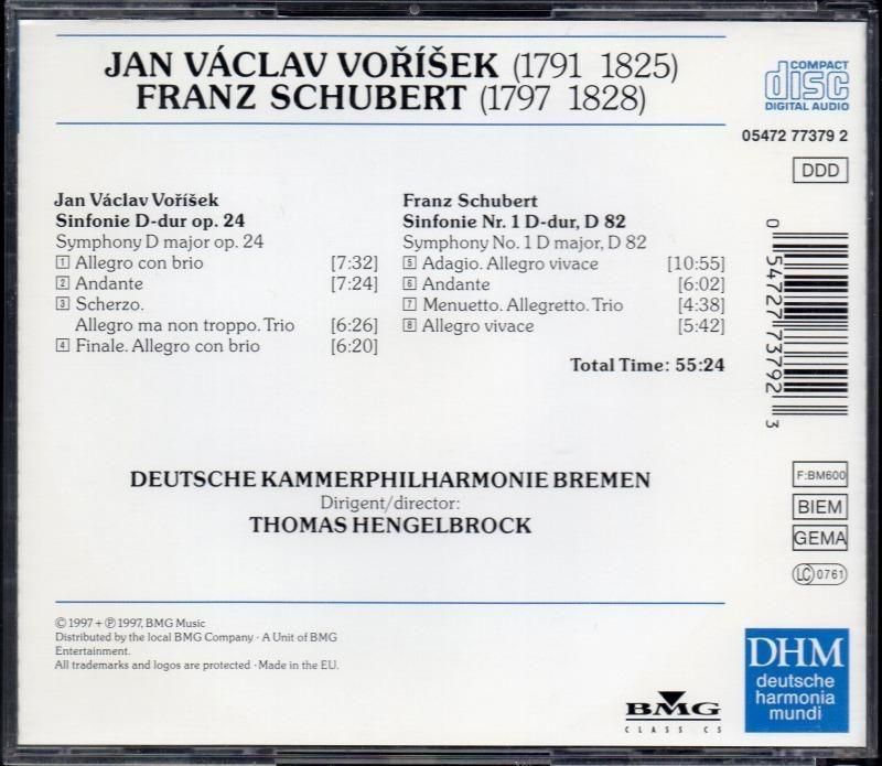 サブ画像1:ヴォルジーシェク:交響曲,シューベルト:交響曲第1番 ヘンゲルブロック=DKPB (DHM)ジャケット写真 サブ画像1:ヴォルジーシェク:交響曲,シューベルト:交響曲第1番 ヘンゲルブロック=DKPB (DHM)ジャケット写真