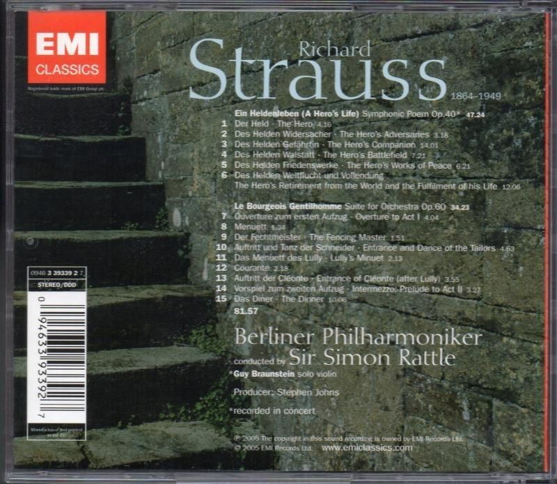 サブ画像1:Rシュトラウス:英雄の生涯,町人貴族 ラトル=BP (EMI)ジャケット写真 サブ画像1:Rシュトラウス:英雄の生涯,町人貴族 ラトル=BP (EMI)ジャケット写真