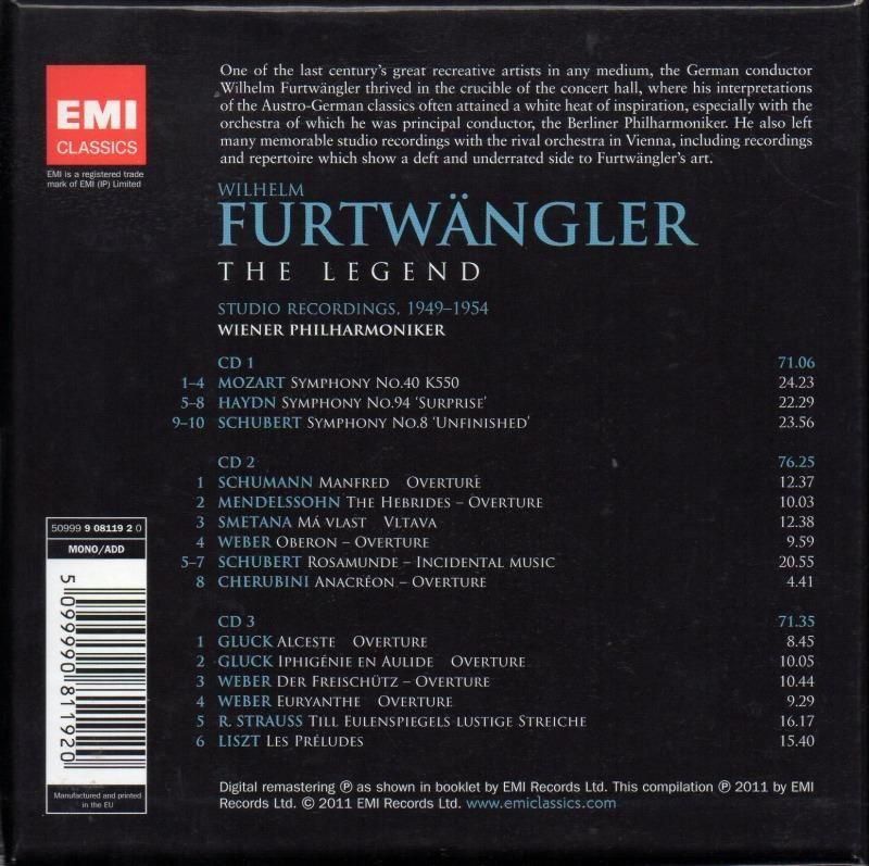 サブ画像1:フルトヴェングラー=WP <レジェンド> スタジオ録音集 (EMI・3CD)ジャケット写真 サブ画像1:フルトヴェングラー=WP <レジェンド> スタジオ録音集 (EMI・3CD)ジャケット写真