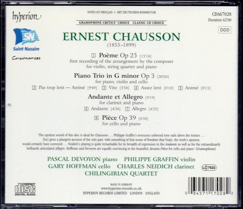 サブ画像1:ショーソン:詩曲 (室内楽版),ピアノ三重奏曲 他 ドワイヨン(p) チリンギリアンQ 他 (CDA67028)ジャケット写真 サブ画像1:ショーソン:詩曲 (室内楽版),ピアノ三重奏曲 他 ドワイヨン(p) チリンギリアンQ 他 (CDA67028)ジャケット写真