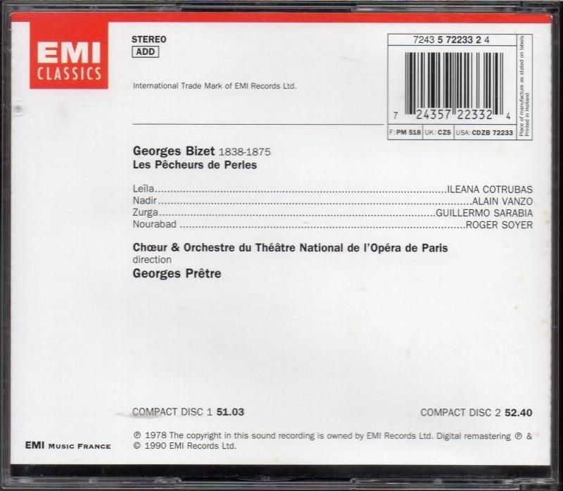 サブ画像1:ビゼー:真珠採り プレートル=OTNOP; コトルバス(S) 他 (EMI・2CD)ジャケット写真 サブ画像1:ビゼー:真珠採り プレートル=OTNOP; コトルバス(S) 他 (EMI・2CD)ジャケット写真