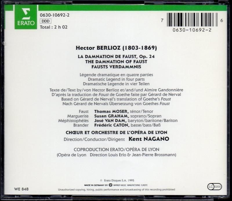 サブ画像1:ベルリオーズ:ファウストの劫罰 ナガノ=OPL,ヴァン・ダム(Bs) 他 (ERATO・2CD)ジャケット写真 サブ画像1:ベルリオーズ:ファウストの劫罰 ナガノ=OPL,ヴァン・ダム(Bs) 他 (ERATO・2CD)ジャケット写真