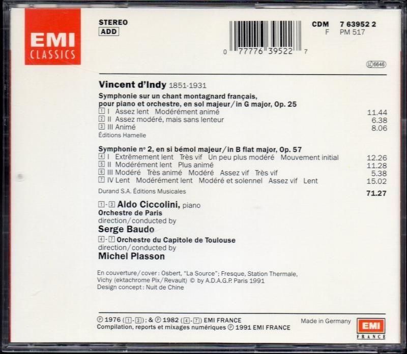 サブ画像1:ダンディ:フランス山人,交響曲第2番 ボド=パリo,チッコリーニ(p),プラッソン=OCT (CDM7639522)ジャケット写真 サブ画像1:ダンディ:フランス山人,交響曲第2番 ボド=パリo,チッコリーニ(p),プラッソン=OCT (CDM7639522)ジャケット写真