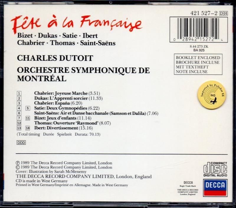 サブ画像1:<フェテ・ア・ラ・フランセーズ> デュトワ=OSM (DECCA)ジャケット写真 サブ画像1:<フェテ・ア・ラ・フランセーズ> デュトワ=OSM (DECCA)ジャケット写真