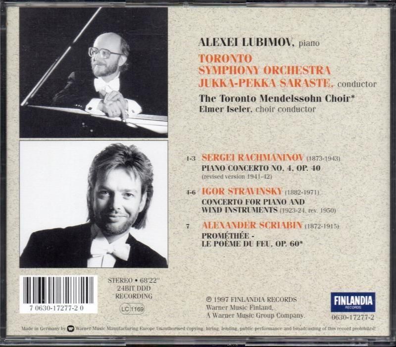 サブ画像1:ラフマニノフ:ピアノ協奏曲第4番,スクリャービン:プロメテウス 他 リュビモフ(p) サラステ=Toro (FINLANDIA)ジャケット写真 サブ画像1:ラフマニノフ:ピアノ協奏曲第4番,スクリャービン:プロメテウス 他 リュビモフ(p) サラステ=Toro (FINLANDIA)ジャケット写真