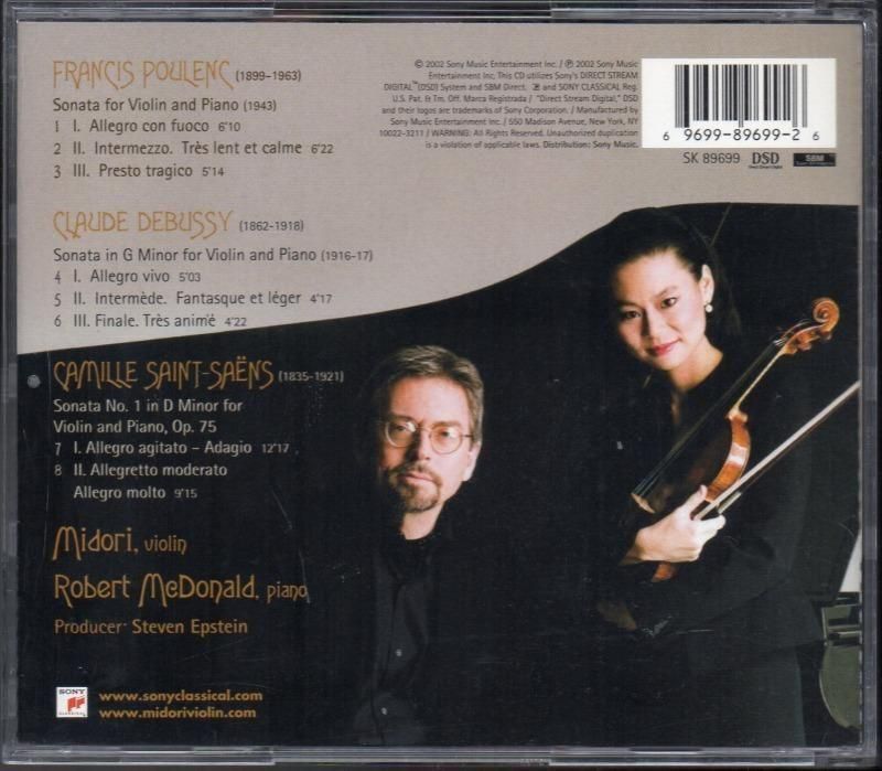 サブ画像1:プーランク, ドビュッシー, サン=サーンス:vnソナタ 五嶋みどり(vn) (SK89699)ジャケット写真 サブ画像1:プーランク, ドビュッシー, サン=サーンス:vnソナタ 五嶋みどり(vn) (SK89699)ジャケット写真