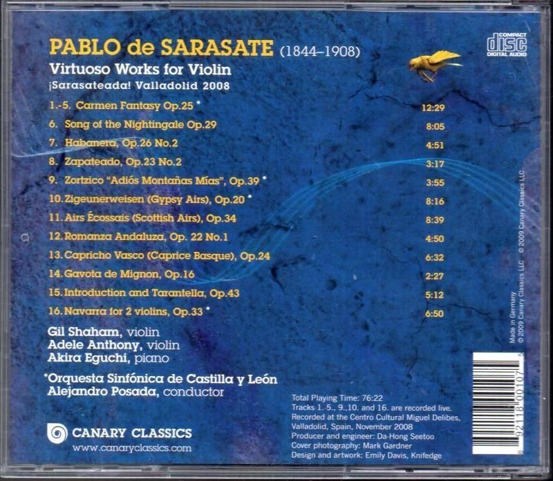 サブ画像1:サラサーテ:ヴァイオリン作品集 シャハム, アンソニー(vn) 江口玲(p) ポサダ=OSCL (CC07)ジャケット写真 サブ画像1:サラサーテ:ヴァイオリン作品集 シャハム, アンソニー(vn) 江口玲(p) ポサダ=OSCL (CC07)ジャケット写真