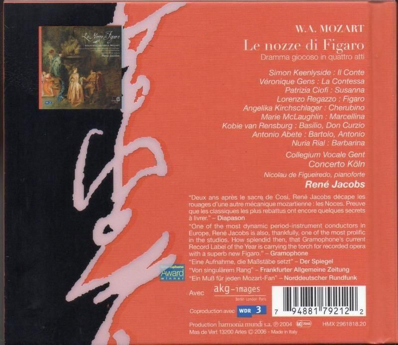 サブ画像1:▽モーツァルト:フィガロの結婚 ヤーコプス=CK; チョーフィ, ジャンス(S) 他 (HMX2961818・3CD)ジャケット写真 サブ画像1:▽モーツァルト:フィガロの結婚 ヤーコプス=CK; チョーフィ, ジャンス(S) 他 (HMX2961818・3CD)ジャケット写真