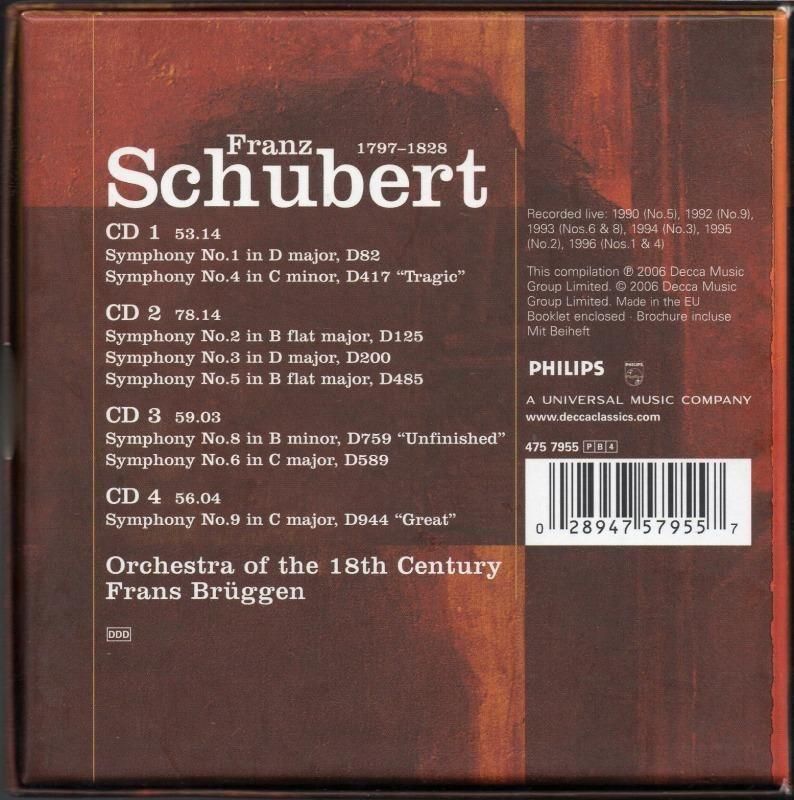 サブ画像1:シューベルト:交響曲全集 ブリュッヘン=18世紀o (PHILIPS・4CD)ジャケット写真 サブ画像1:シューベルト:交響曲全集 ブリュッヘン=18世紀o (PHILIPS・4CD)ジャケット写真