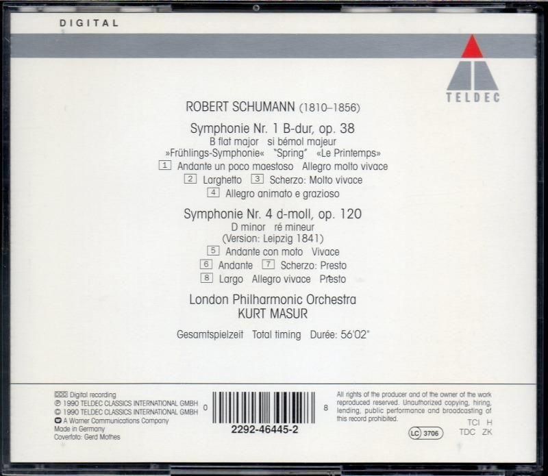 サブ画像1:シューマン:交響曲第1番,第4番 (ヴュルナー初稿版) マズア=LPO (TELDEC)ジャケット写真 サブ画像1:シューマン:交響曲第1番,第4番 (ヴュルナー初稿版) マズア=LPO (TELDEC)ジャケット写真