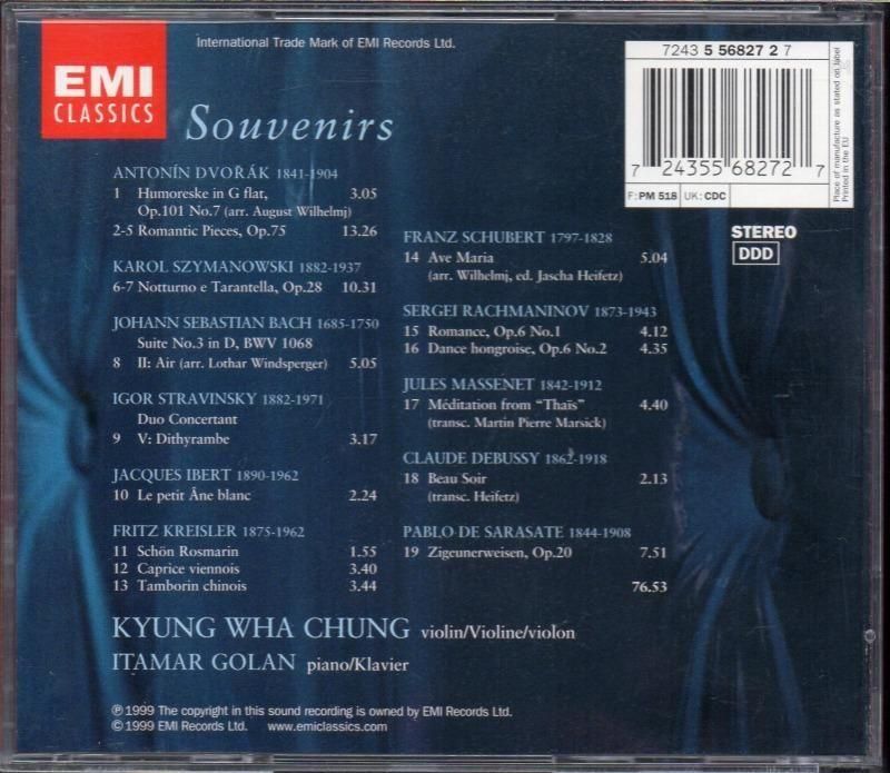 サブ画像1:チョン・キョンファ(vn) <スーヴェニール> vn小品集 (EMI)ジャケット写真 サブ画像1:チョン・キョンファ(vn) <スーヴェニール> vn小品集 (EMI)ジャケット写真