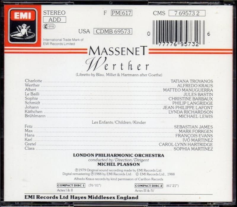 サブ画像1:マスネ:ウェルテル プラッソン=LPO; クラウス(T) トロヤノス(MS) 他 (CMS769573・2CD)ジャケット写真 サブ画像1:マスネ:ウェルテル プラッソン=LPO; クラウス(T) トロヤノス(MS) 他 (CMS769573・2CD)ジャケット写真