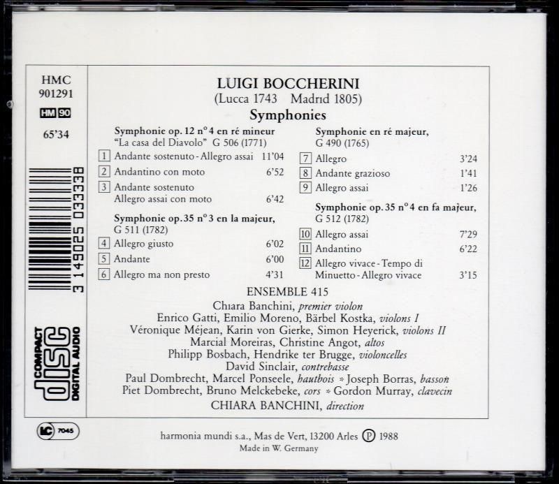 サブ画像1:ボッケリーニ:交響曲集 (4曲) <悪魔の家> バンキーニ=Ens415 (KKCC127)ジャケット写真 サブ画像1:ボッケリーニ:交響曲集 (4曲) <悪魔の家> バンキーニ=Ens415 (KKCC127)ジャケット写真