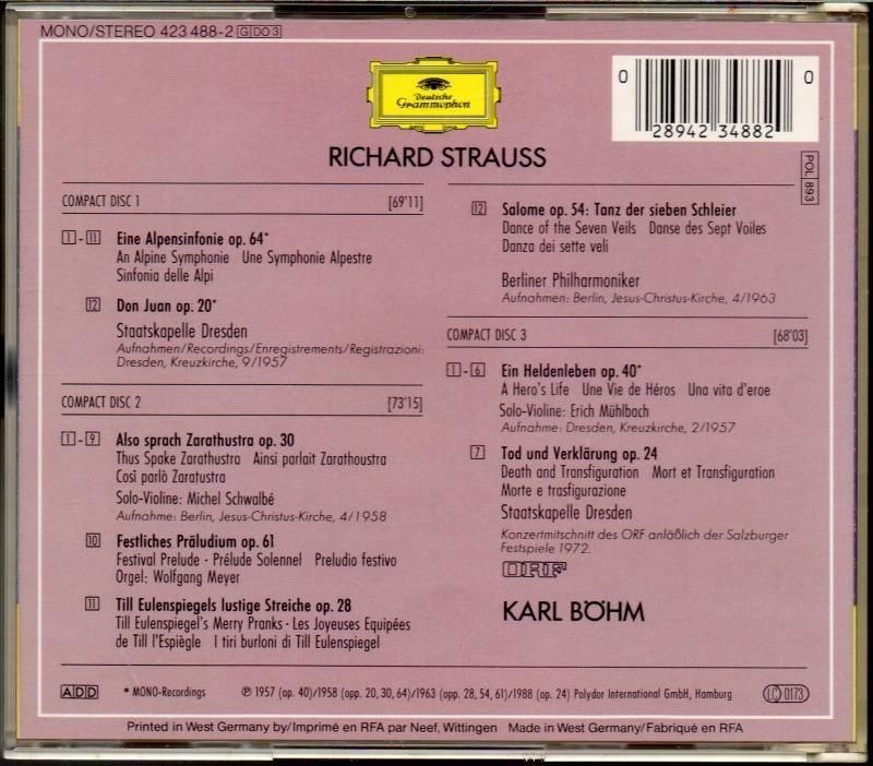 サブ画像1:Rシュトラウス管弦楽曲集 (8曲) ベーム=SKD, BP (4234882・3CD)※難ありジャケット写真 サブ画像1:Rシュトラウス管弦楽曲集 (8曲) ベーム=SKD, BP (4234882・3CD)※難ありジャケット写真