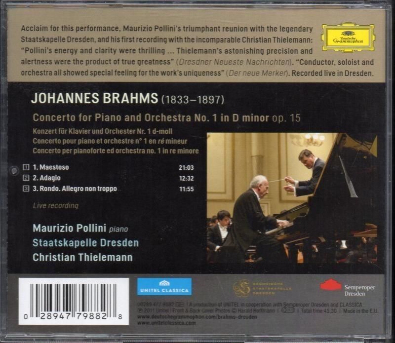 サブ画像1:ブラームス:ピアノ協奏曲第1番 ポリーニ(p) ティーレマン=SKD /L (DG)ジャケット写真 サブ画像1:ブラームス:ピアノ協奏曲第1番 ポリーニ(p) ティーレマン=SKD /L (DG)ジャケット写真