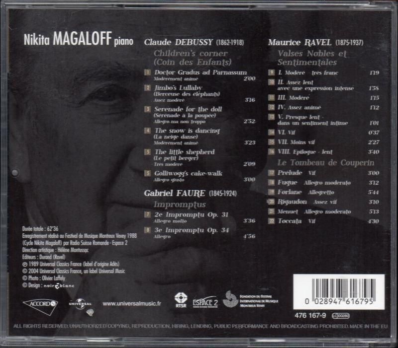 サブ画像1:ラヴェル:高雅なワルツ, クープランの墓,ドビュッシー:子供の領分 他 マガロフ(p) /L (ACCORD)ジャケット写真 サブ画像1:ラヴェル:高雅なワルツ, クープランの墓,ドビュッシー:子供の領分 他 マガロフ(p) /L (ACCORD)ジャケット写真