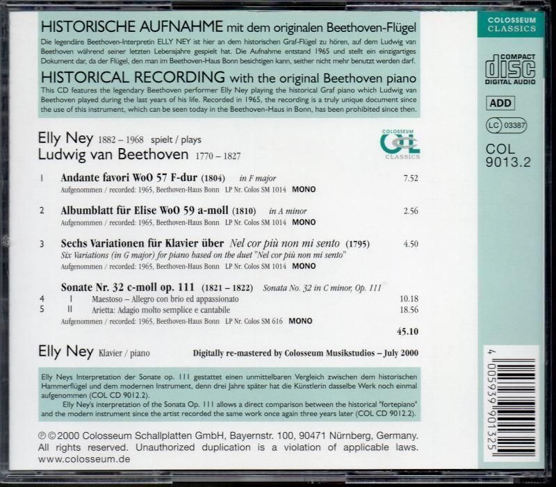 サブ画像1:ベートーヴェン:ピアノ・ソナタ第32番 他 ナイ(fp: ベートーヴェン最後のfp) (COL9013.2)ジャケット写真 サブ画像1:ベートーヴェン:ピアノ・ソナタ第32番 他 ナイ(fp: ベートーヴェン最後のfp) (COL9013.2)ジャケット写真