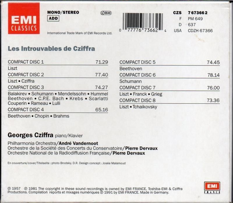 サブ画像1:▽ジョルジュ・シフラ(p) <アントロヴァブル> (CZS7673662・8CD)ジャケット写真 サブ画像1:▽ジョルジュ・シフラ(p) <アントロヴァブル> (CZS7673662・8CD)ジャケット写真