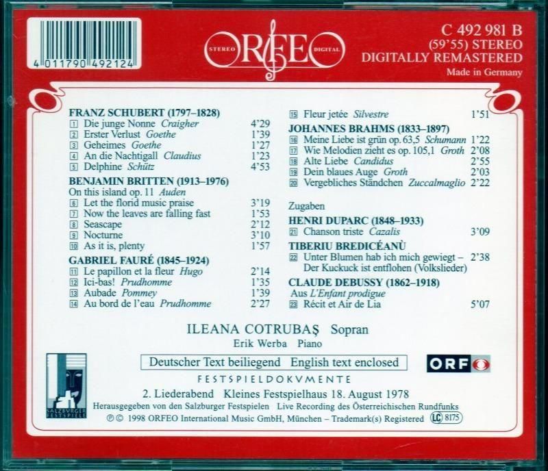 サブ画像1:イレアナ・コトルバス(S) 1978年 ザルツブルク音楽祭 歌曲リサイタル (ORFEO)ジャケット写真 サブ画像1:イレアナ・コトルバス(S) 1978年 ザルツブルク音楽祭 歌曲リサイタル (ORFEO)ジャケット写真