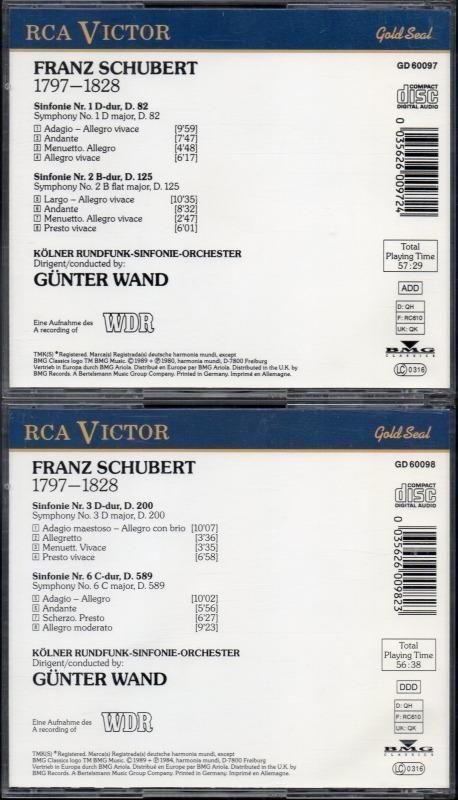 サブ画像1:シューベルト:交響曲第1〜3, 6番 ヴァント=KRSO (GD60097, 98・バラ2枚セット)ジャケット写真 サブ画像1:シューベルト:交響曲第1〜3, 6番 ヴァント=KRSO (GD60097, 98・バラ2枚セット)ジャケット写真