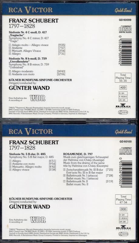サブ画像1:シューベルト:交響曲第4, 5番,未完成 ヴァント=KRSO (GD60099, 100・バラ2枚セット)※少し難ありジャケット写真 サブ画像1:シューベルト:交響曲第4, 5番,未完成 ヴァント=KRSO (GD60099, 100・バラ2枚セット)※少し難ありジャケット写真