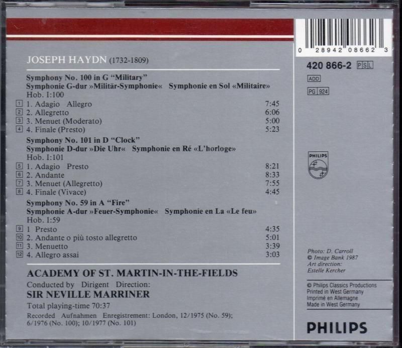 サブ画像1:ハイドン:交響曲第59, 100, 101番 マリナー=ASMF (25CD5055)ジャケット写真 サブ画像1:ハイドン:交響曲第59, 100, 101番 マリナー=ASMF (25CD5055)ジャケット写真