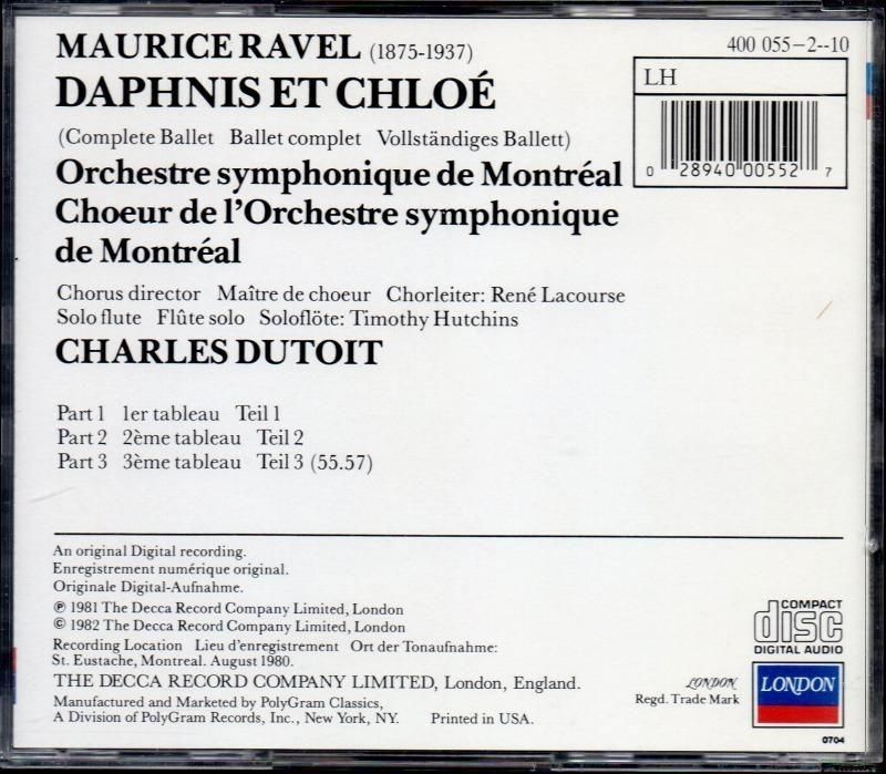 サブ画像1:ラヴェル:ダフニスとクロエ全曲 デュトワ=OSM (LONDON)ジャケット写真 サブ画像1:ラヴェル:ダフニスとクロエ全曲 デュトワ=OSM (LONDON)ジャケット写真
