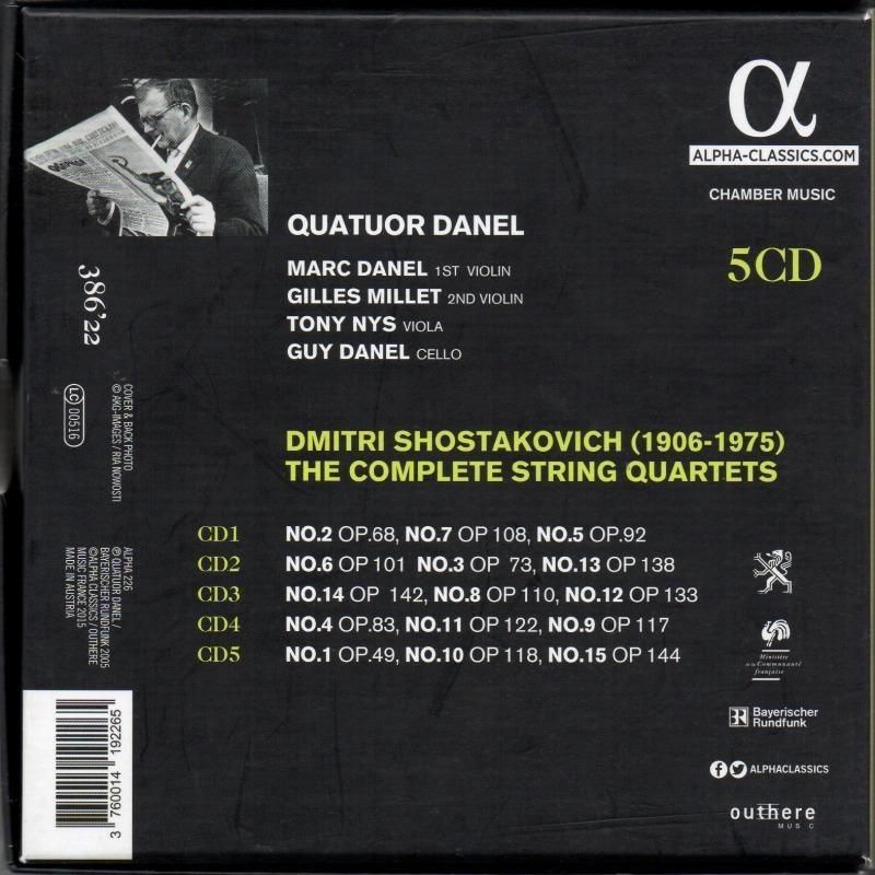 サブ画像1:ショスタコーヴィチ:弦楽四重奏曲全集 ダネルQ (ALPHA226・5CD)ジャケット写真 サブ画像1:ショスタコーヴィチ:弦楽四重奏曲全集 ダネルQ (ALPHA226・5CD)ジャケット写真