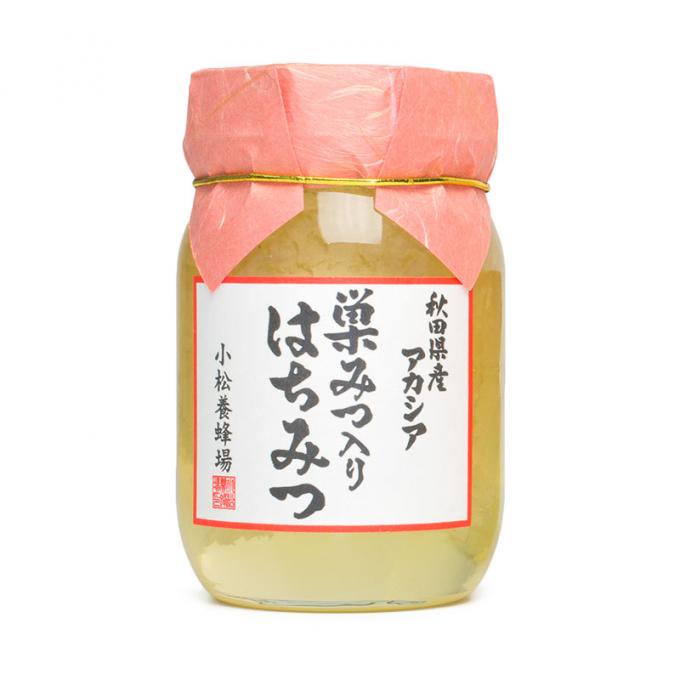 巣みつ入り　アカシア蜂蜜　５００ｇ - 秋田のはちみつ屋　小松養蜂場