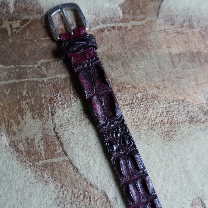 クロコダイル 背ワニ革 レザーベルト【bordeaux/ボルドー】3.5cm クロコダイル 背ワニ革 レザーベルト【bordeaux/ボルドー】3.5cm