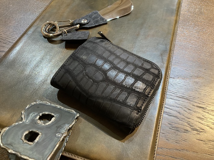 ヌバッククロコダイル顎 L字ファスナー財布