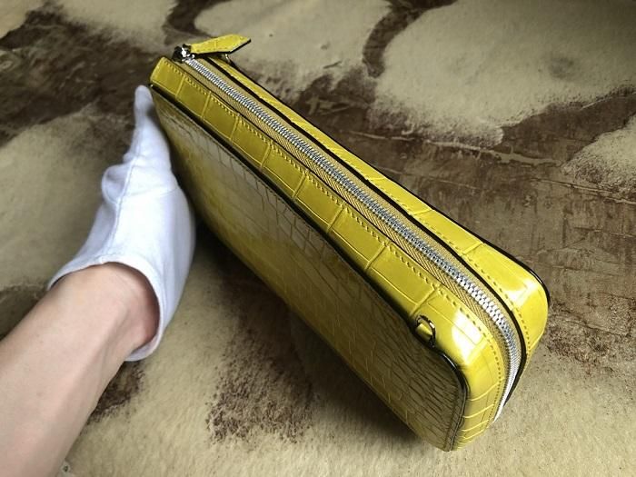 シャイニングクロコダイル/ワニ革でファンキーな大容量L字
