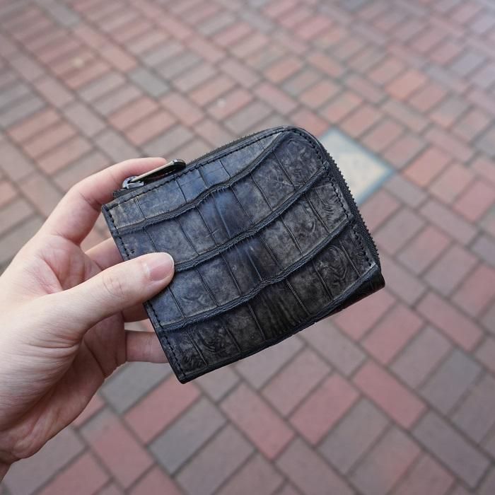 墨染クロコダイル L字ファスナー財布