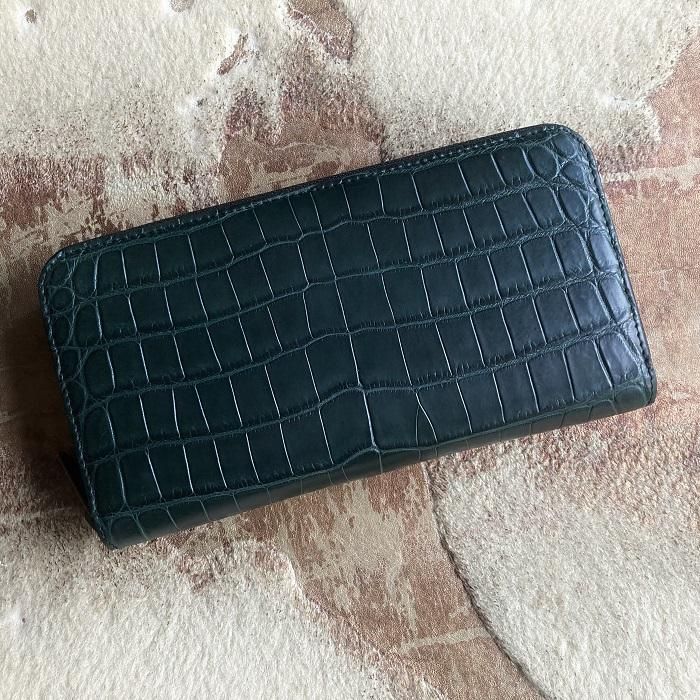 馬車道今井定番クロコダイルのラウンドファスナー長財布 - 「馬車道
