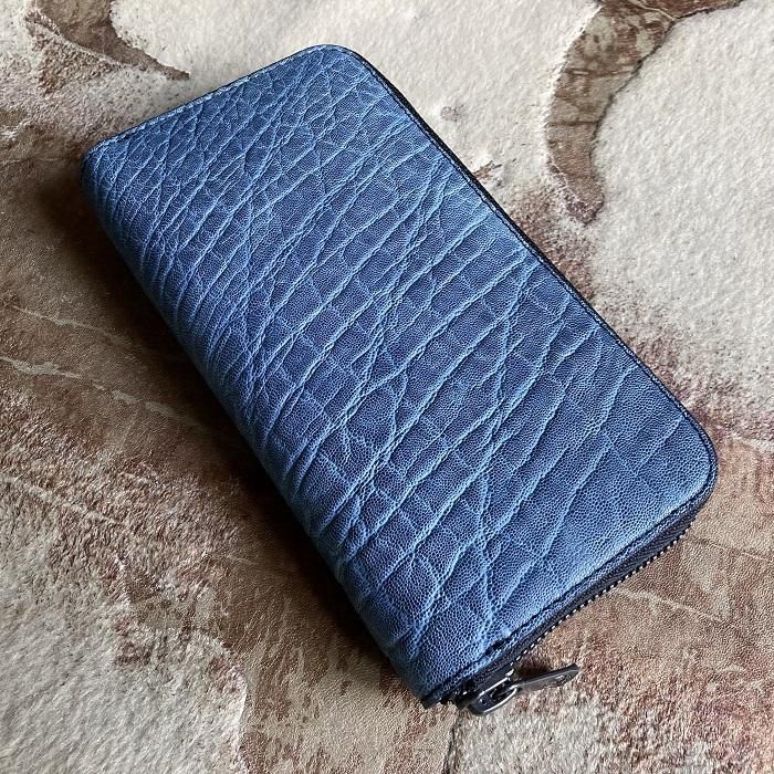 紺色象皮レザー長財布 楽天市場】長財布 メンズ レディース 本革 象革 コバルトブルー