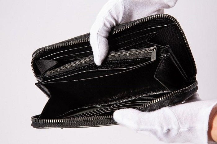 紺色象皮レザー長財布 象革 藍染 ラウンドファスナー長財布 エレファント 財布 メンズ