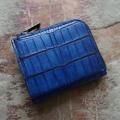新品　馬車道今井 クロコダイル L字コンパクト財布 濃紺藍染 美品 馬車道今井 バシャミチイマイ ミニ財布 ヌバック