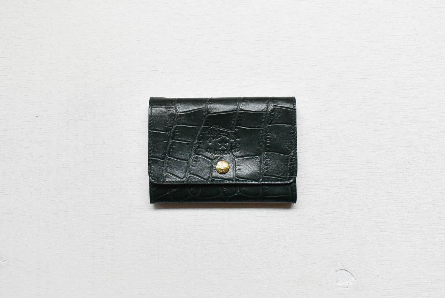 IL BISONTE 二つ折財布 ブラック クロコ型押し - 折り財布