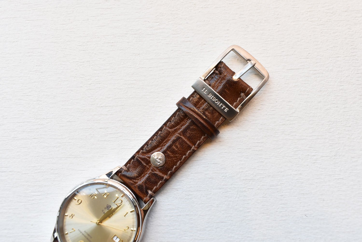 腕時計ベルト ブラウン 18㎜ 牛皮製クロコ模様型押し 男女兼用 バンド 腕時計