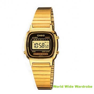 カシオ　デジタル腕時計　海外モデル　未使用新品　薄型　ゴールドベゼル　プレゼント