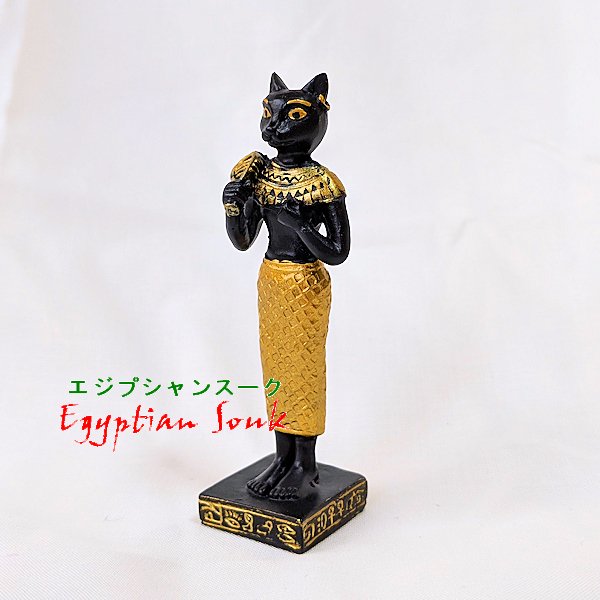 古代エジプト黄金色 バステト神彫像 彫刻/ 黄金猫 ブバスティスの女主 猫の