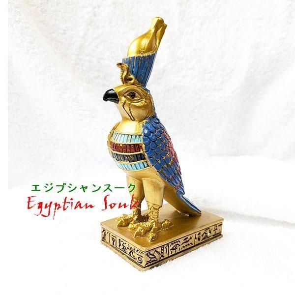 大サイズ・エジプト神 黄金カラーのホルス ハヤブサ隼姿神