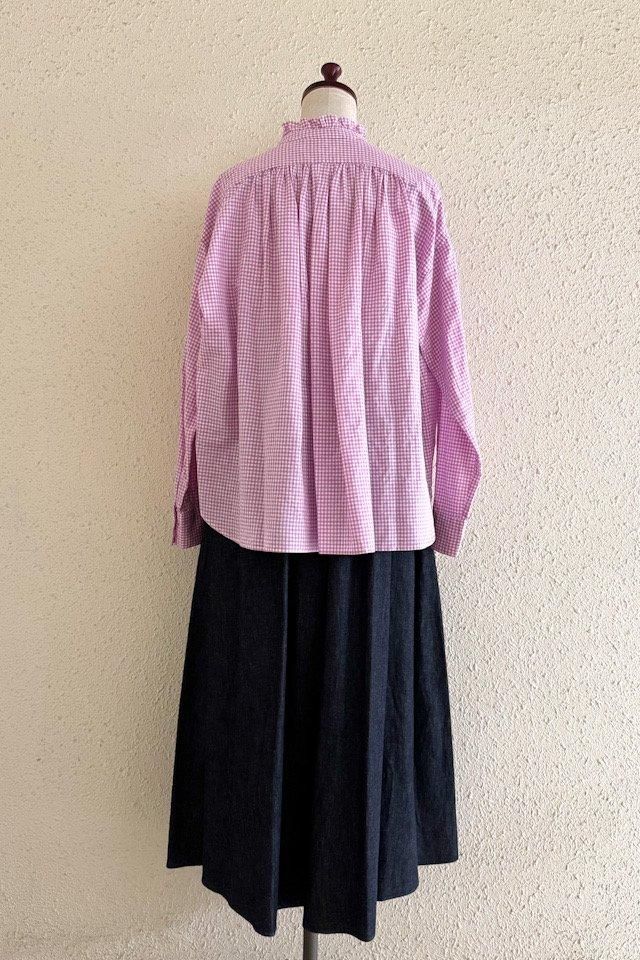 美品✨ハンズオブクリエイション 綿麻ローンタック スタンドカラーシャツ Hands of creation（ハンズオブクリエイション）＊60/-綿麻