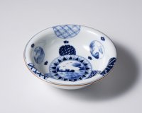 丸紋山水絵ｱｰﾙﾇｰﾎﾞｰ六寸鉢