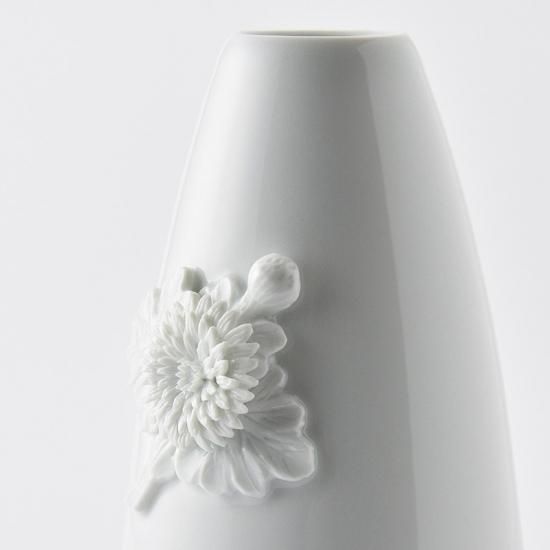 平戸菊花飾白磁花瓶(菊一輪) - 三川内焼「平戸洸祥団右ヱ門窯